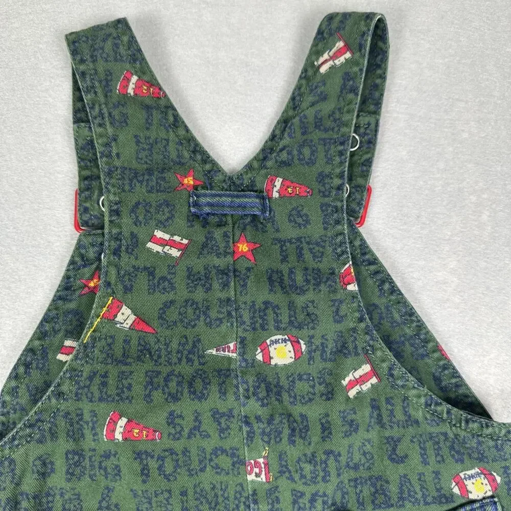 Vintage Gymboree School Day Sports Overalls Size Small Rainbow Tag Green Blue